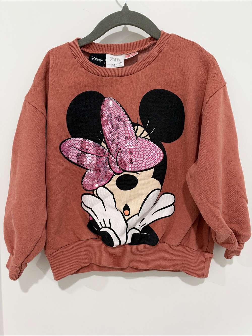 Disney Minnie Mouse Sequin Bow Women's Sweater - Rust Pink